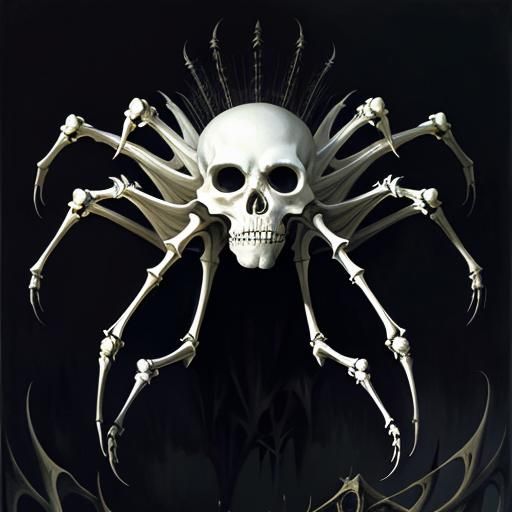 Surrealist Masterpiece: Elegant Noir Mask Over Spiders