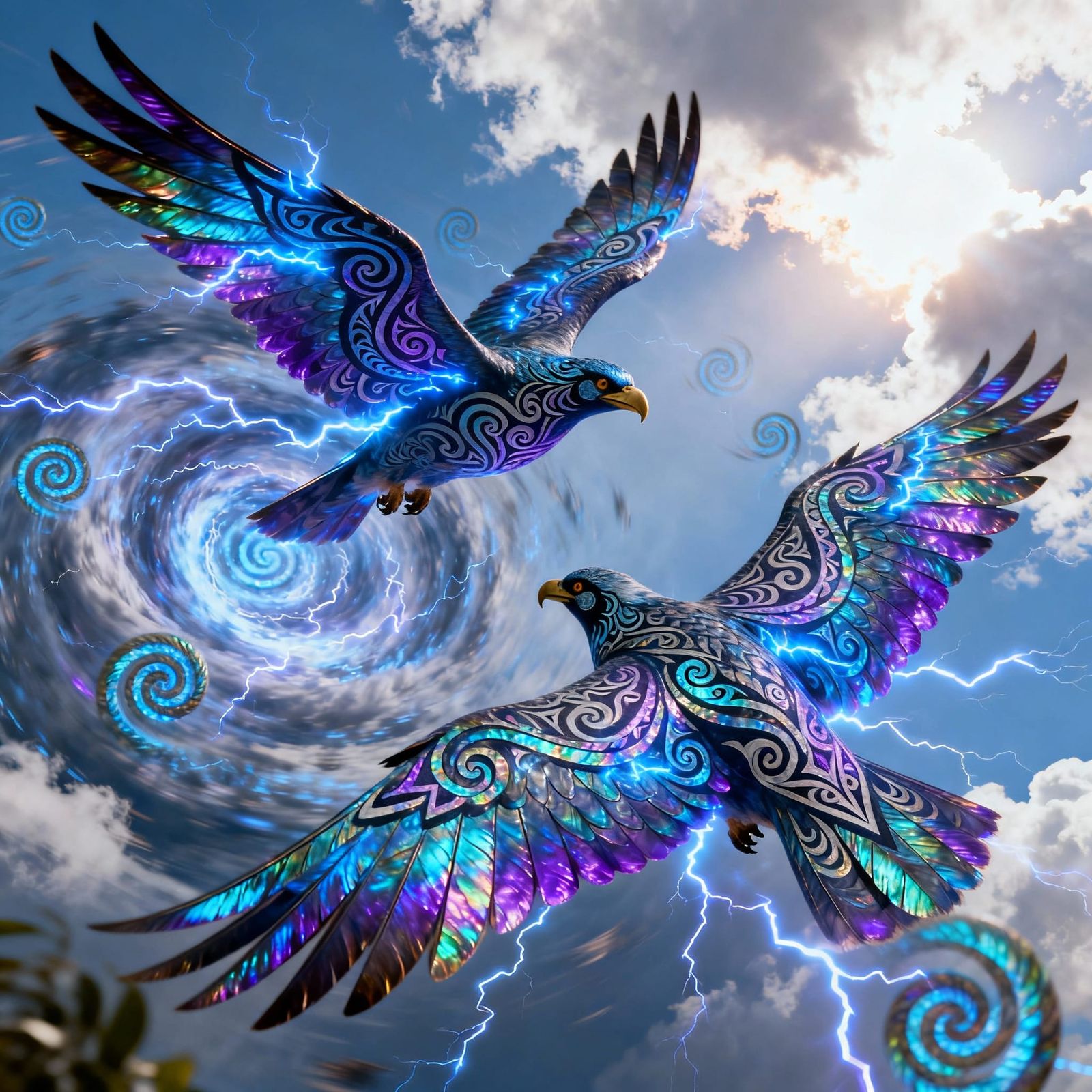 Thunderbird Guardians Soaring in Lightning Vortex