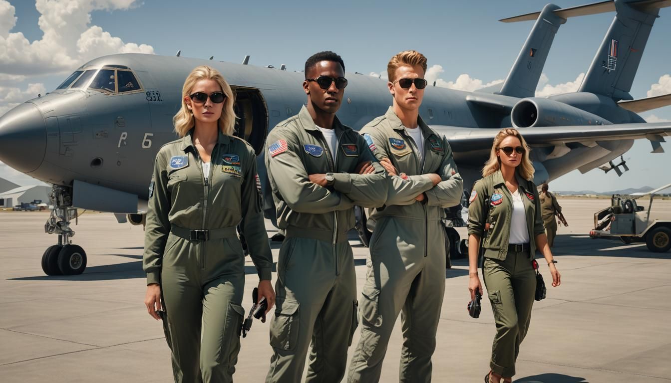 Hyperrealistic US Air Force Pilots in Action Shot
