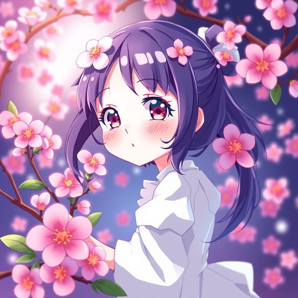 Vibrant Manga-Inspired Blossom in Cinematic Lighting