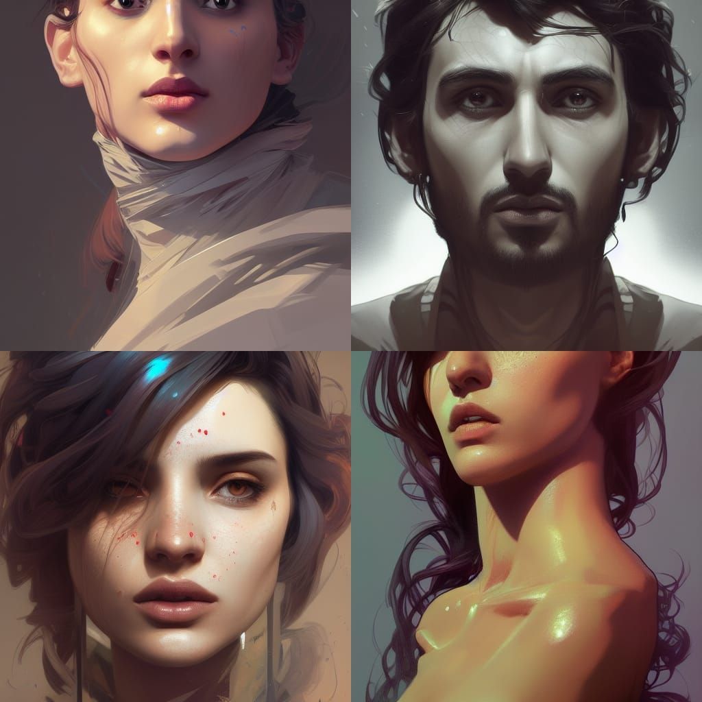 Triadic Masterpiece: Hyperdetailed Portait of a Renowned Art...