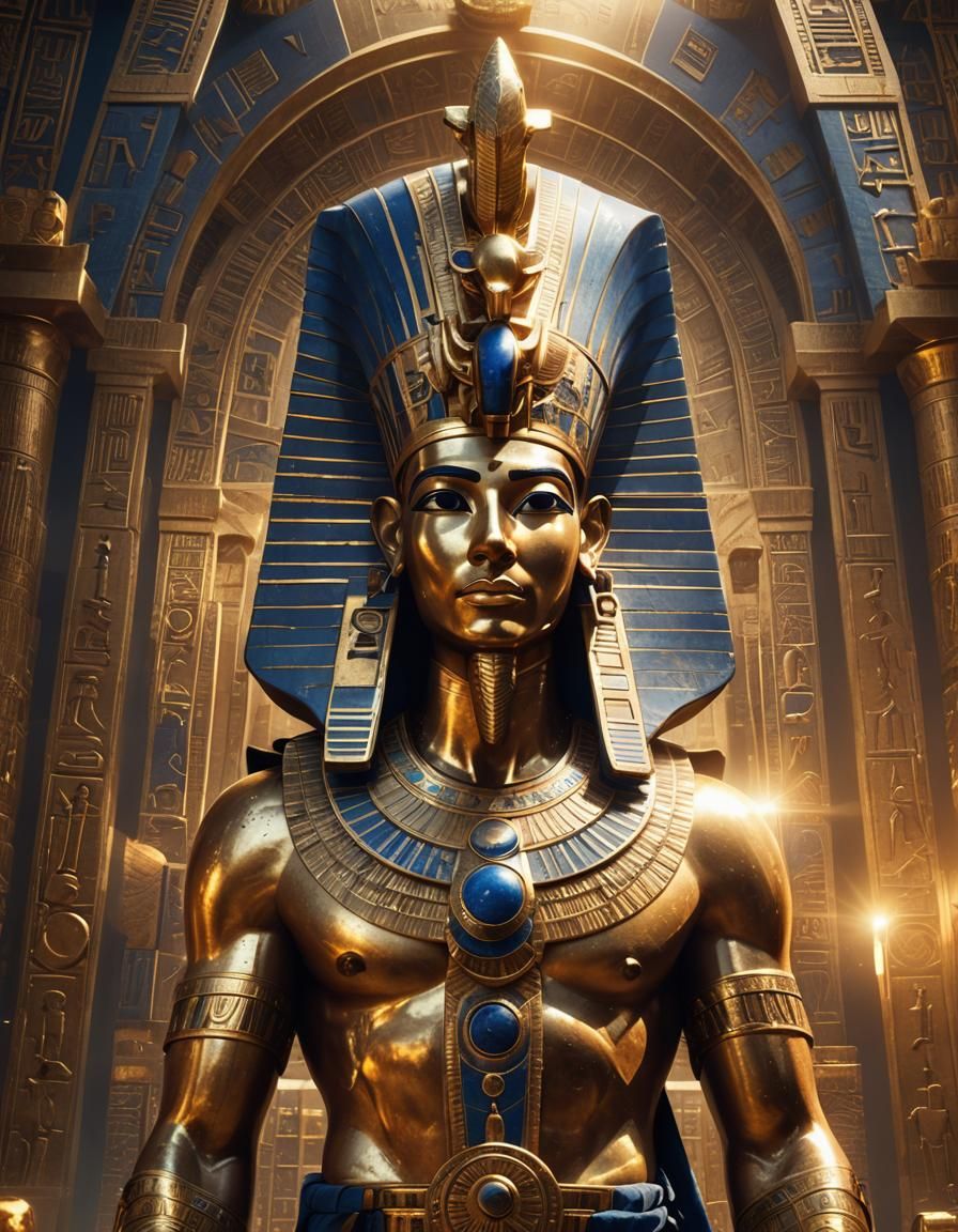 Egyptian God in Grand Temple Glory