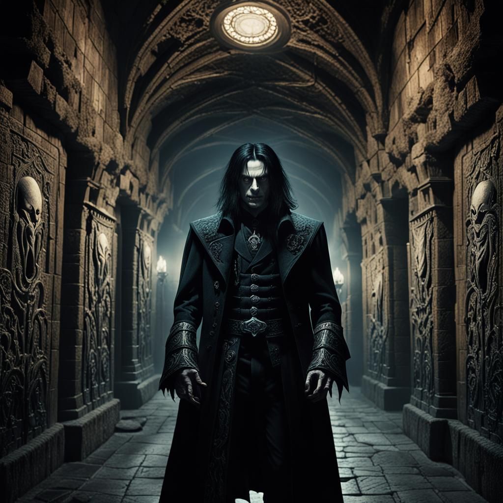 Gothic Vampire Lord Casts Sinister Shadow