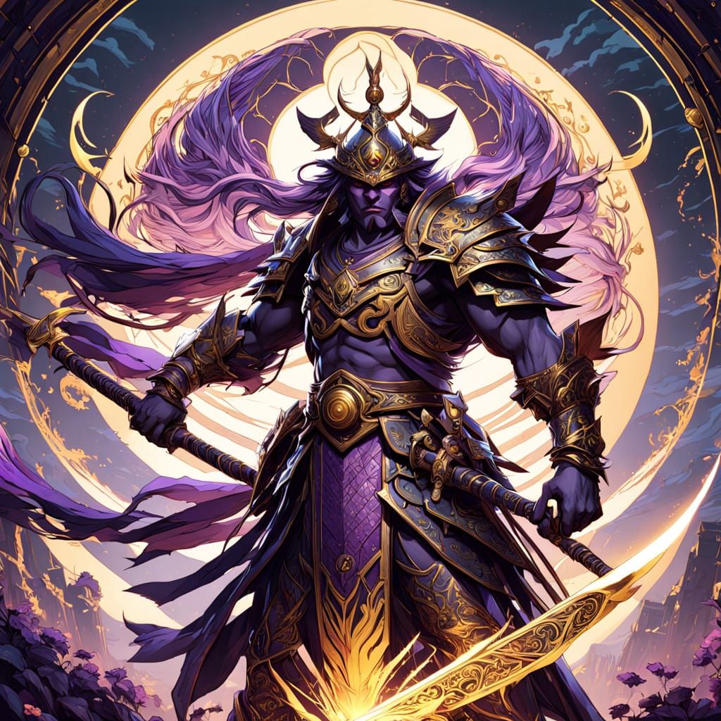 Ethereal Tengu Warrior in Dark Fantasy Armor