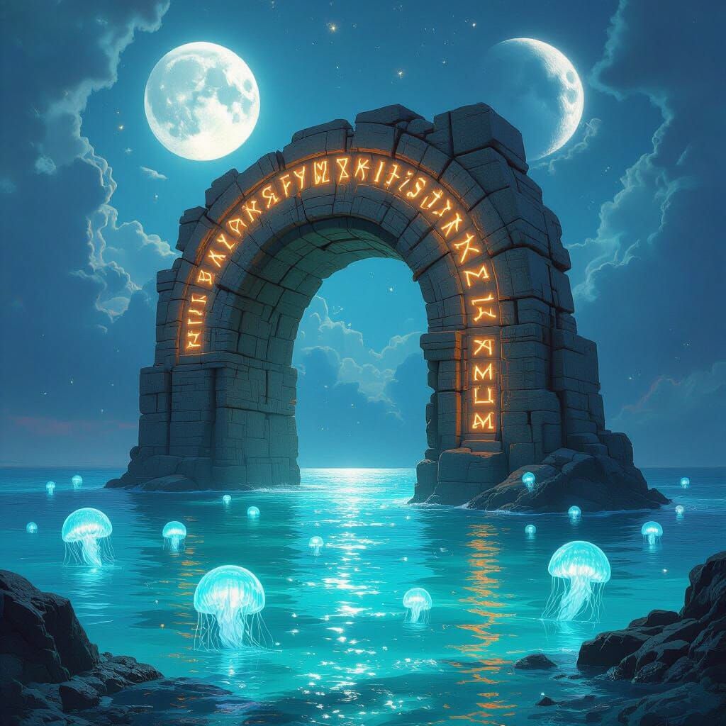 Mystical Stone Archway in Turquoise Sea