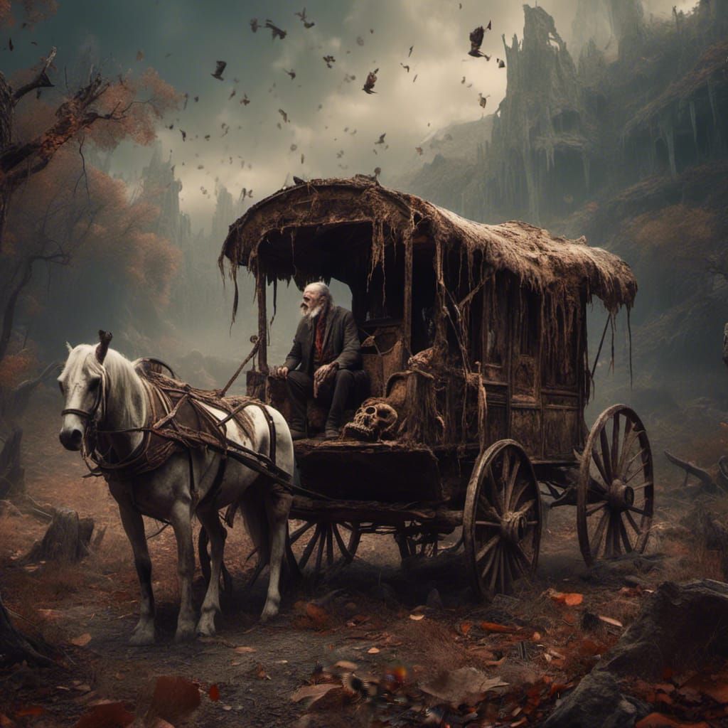 Ethereal Gypsy Wagon Scene in Deep Fantasy