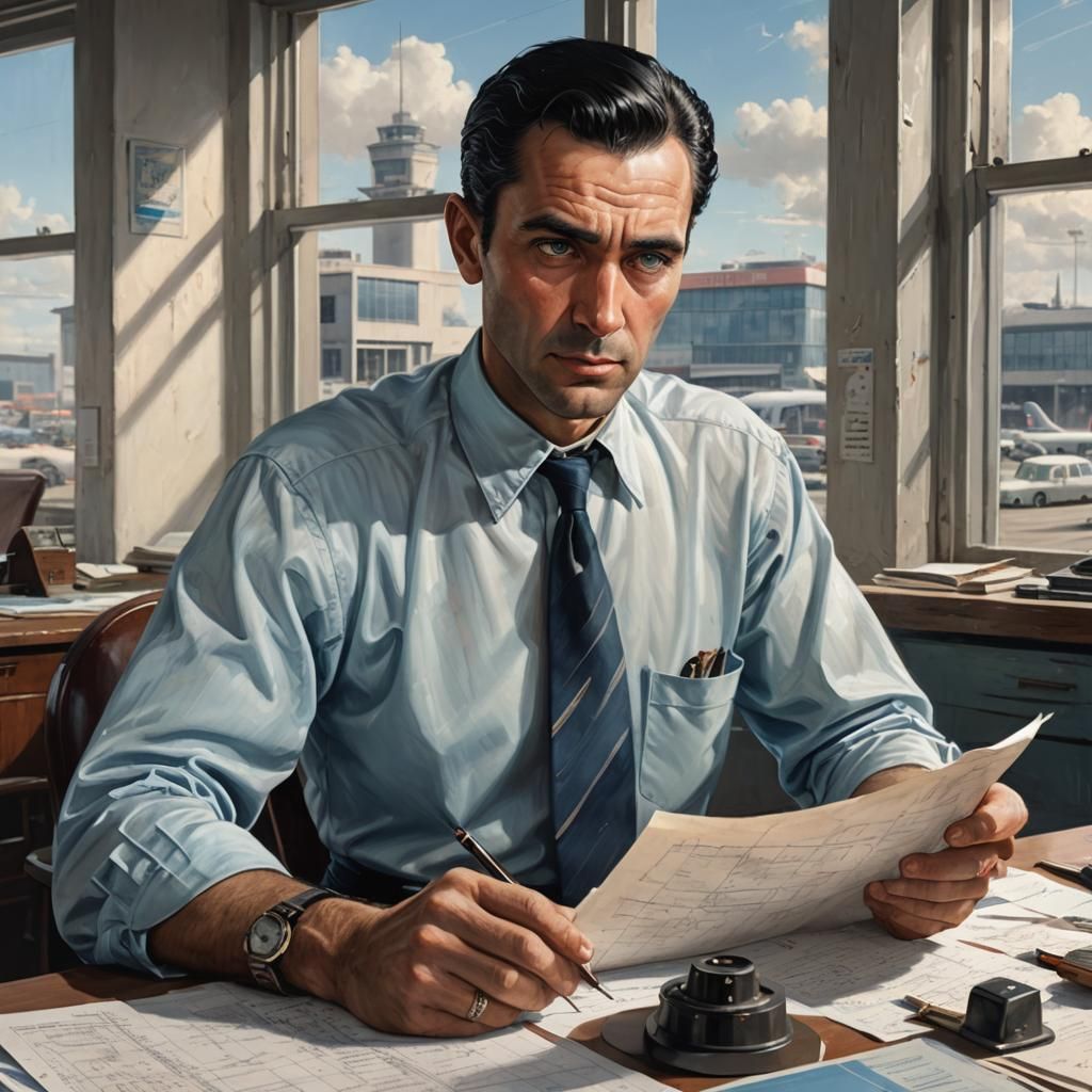 Italian Accountant in 1950s Office