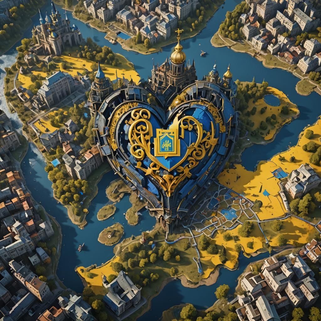 Vibrant Ukraine Fantasy Landscape in Neon Colors