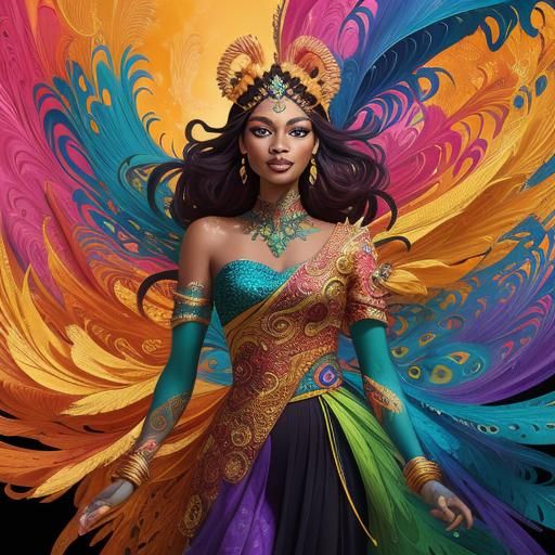 Surreal Dragon Goddess in Vibrant Fauvist Landscape