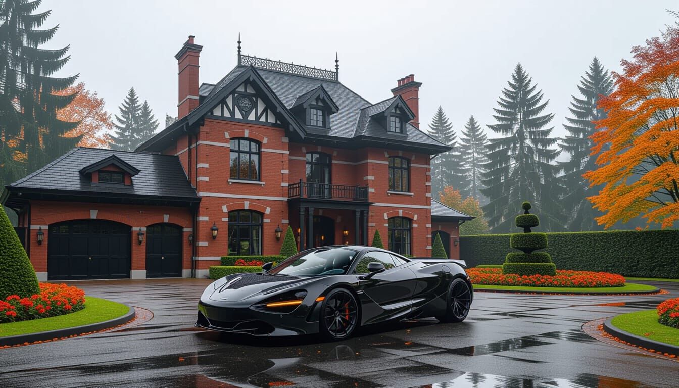 Victorian Chateau with McLaren in Misty Autumn