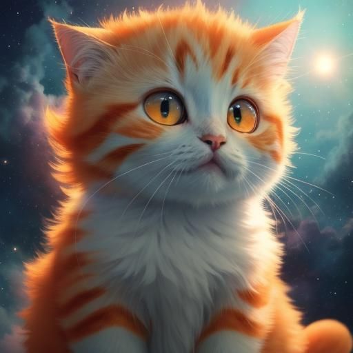 Ethereal Orange Cat Basks in Celestial Glow