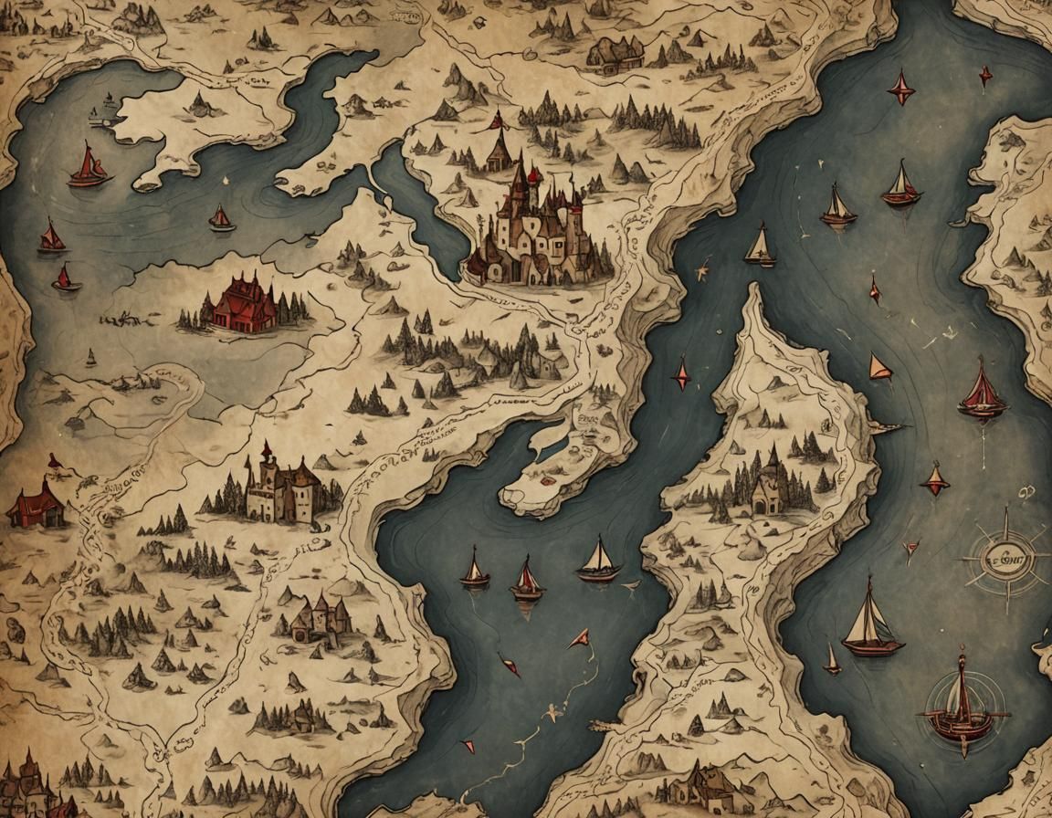 Medieval Map of Winding Arctic Path