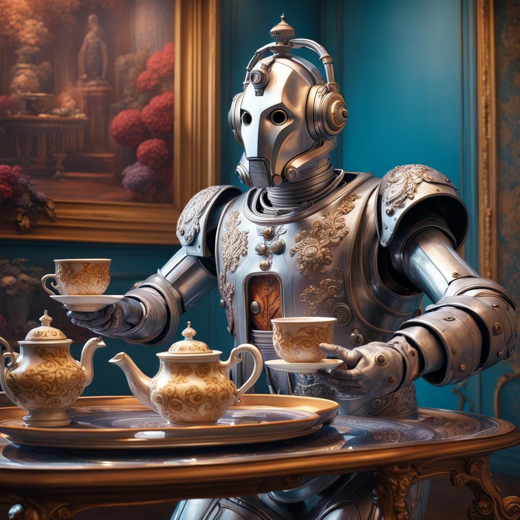 Cyberman Serves Tea in Lavish Rococo Setting