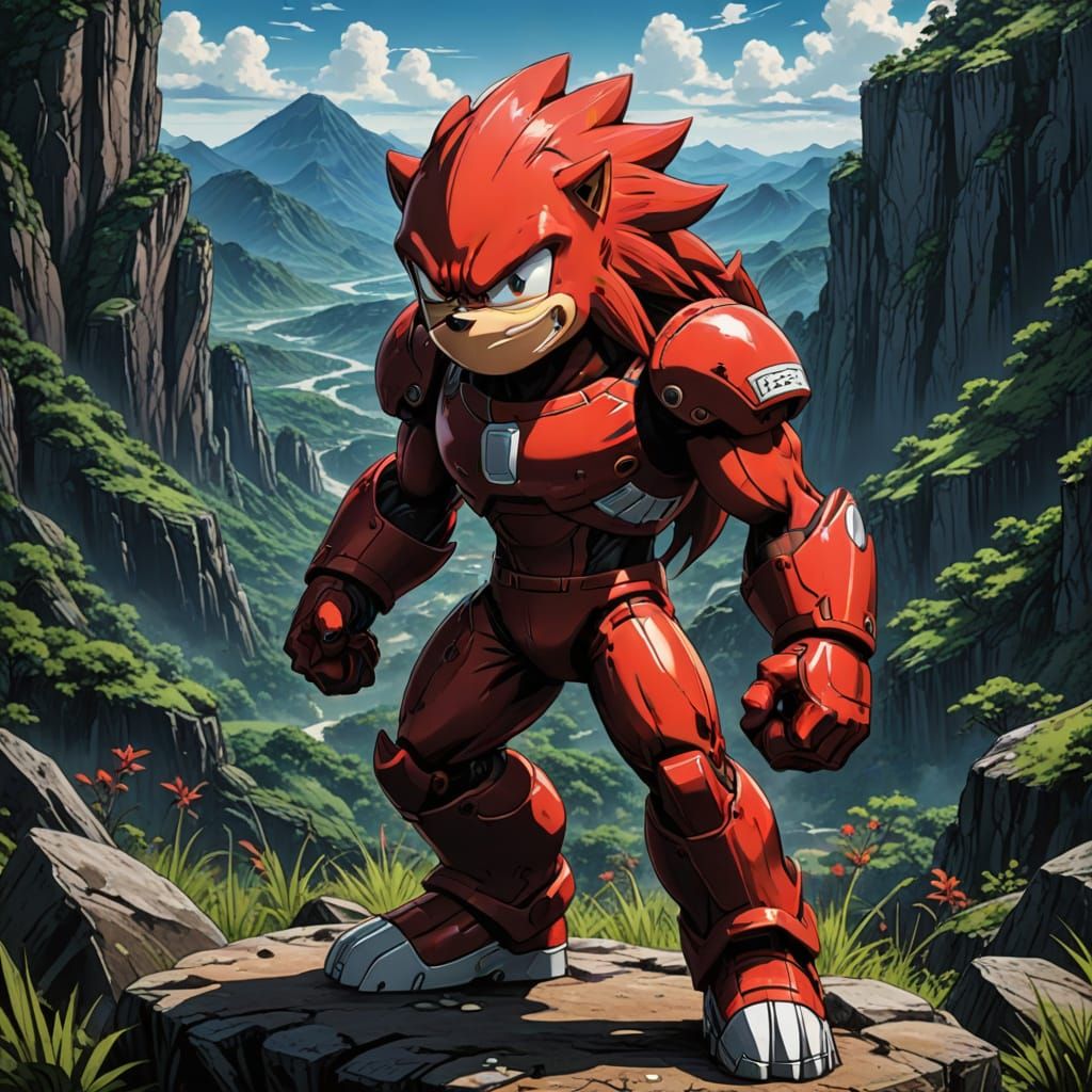 Heroic Knuckles in Vibrant Anime Style