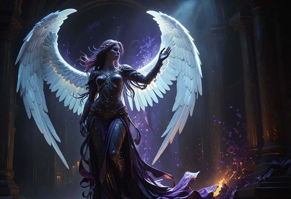Ethereal Angel of Death in Dark Fantasy Realm