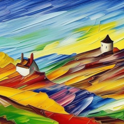 Consuegra Windmills: Neo-Impressionist Oil Painting