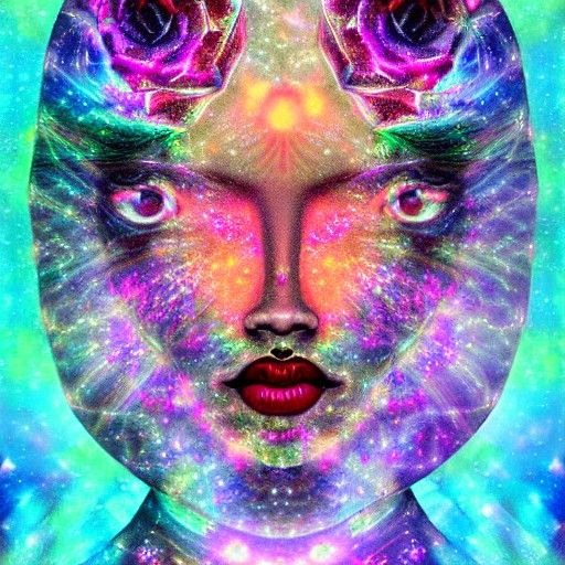 Cosmic Goddess in Blossoming Rose