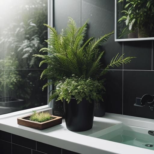 Bathroom Sanctuary with Black and Olive Shower Box