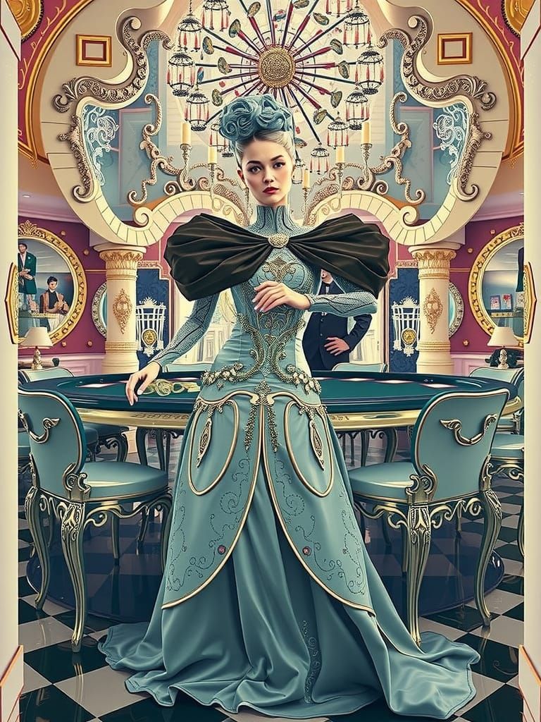 Elegant French Aristocrat in Futuristic Luxury