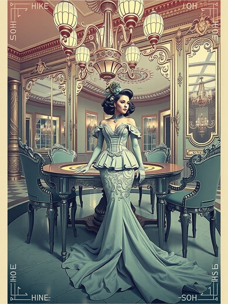 Elegant French Aristocrat in Cyberpunk Luxury