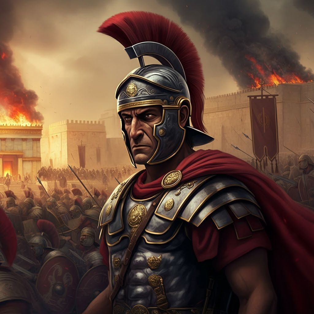 Roman General Titus Storms Jerusalem in Realistic Digital Pa...