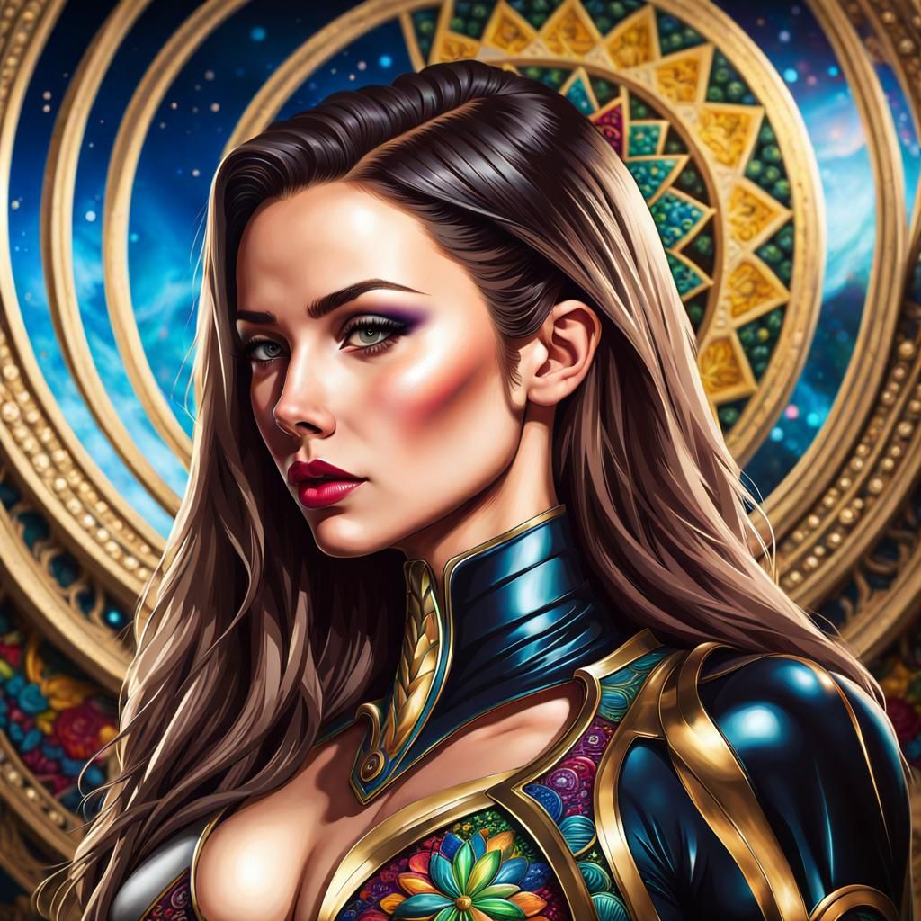 Hyperreal Fantasy Art: Enhanced Hourglass Beauty with Optica...