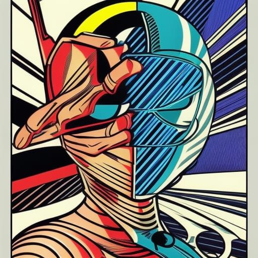 Pop Art Robot in Perfect Comic Book Style