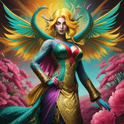 Ethereal Goddess of the Garden in Vibrant, Detailed Comic Bo...