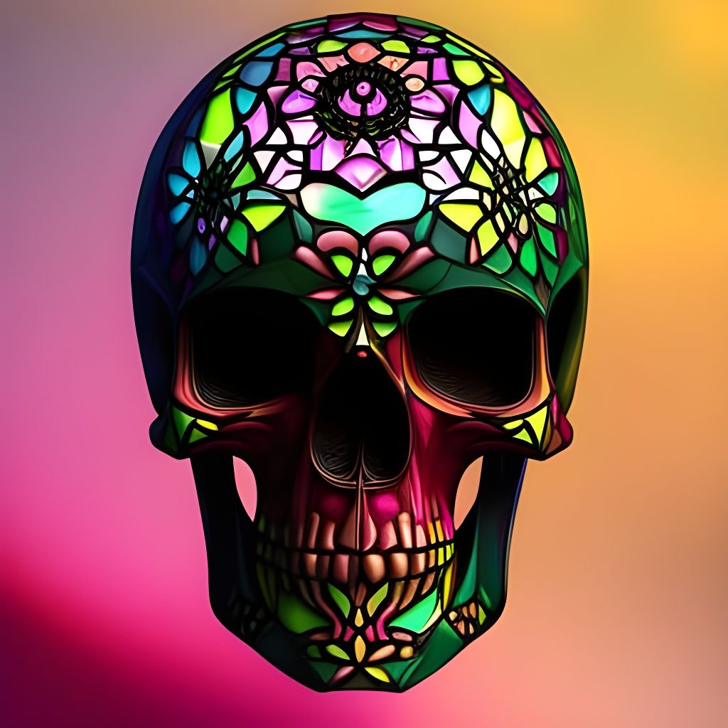 Stunning Stained Glass Skull Artwork in Vibrant Colors