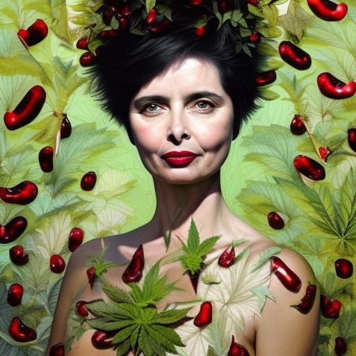 Isabella Rossellini Portrait with Cannabis and Gingko