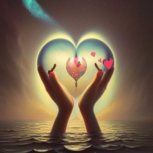 Glass Heart of Love in Sunset Hues