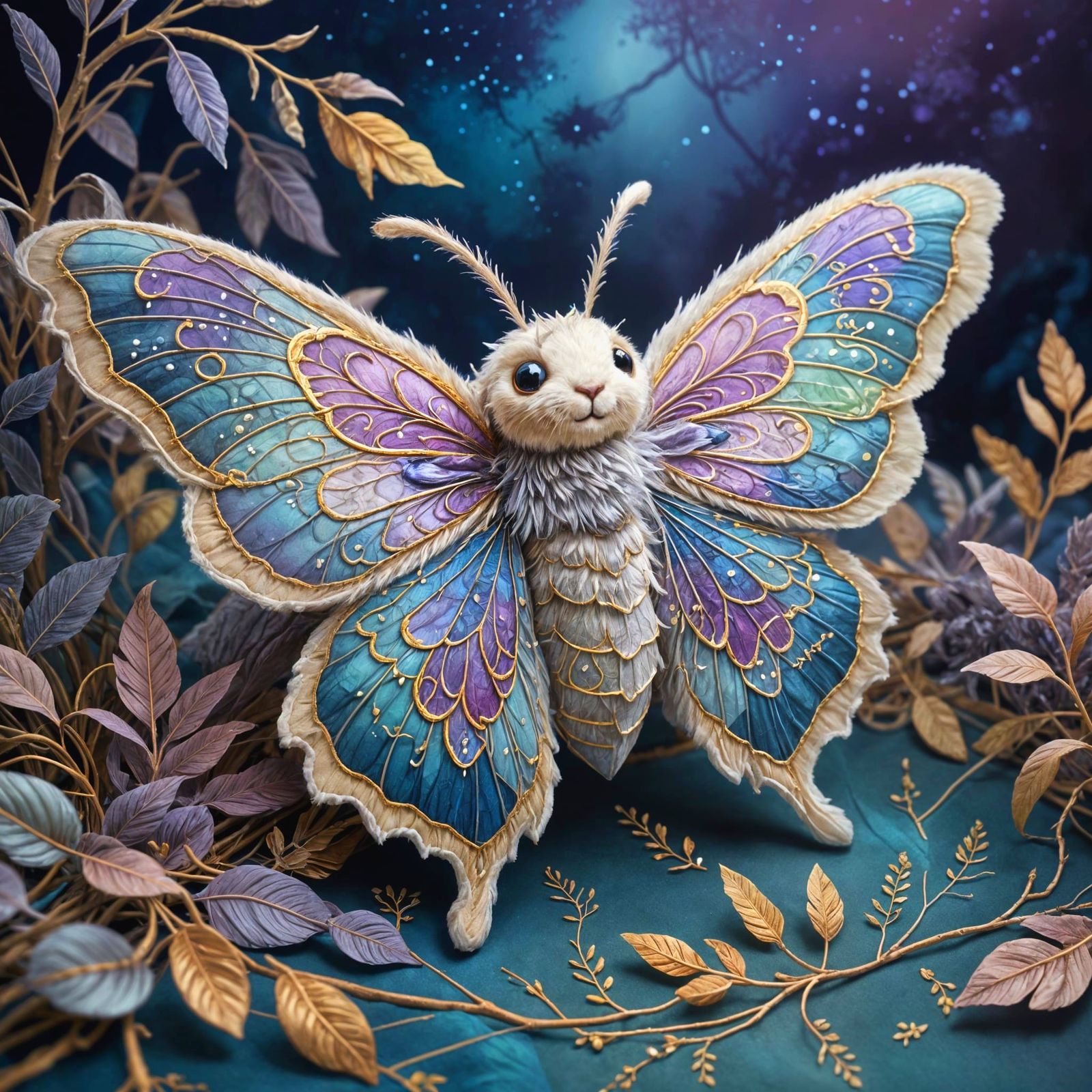 Ethereal Moth Plush Toy with Iridescent Wings