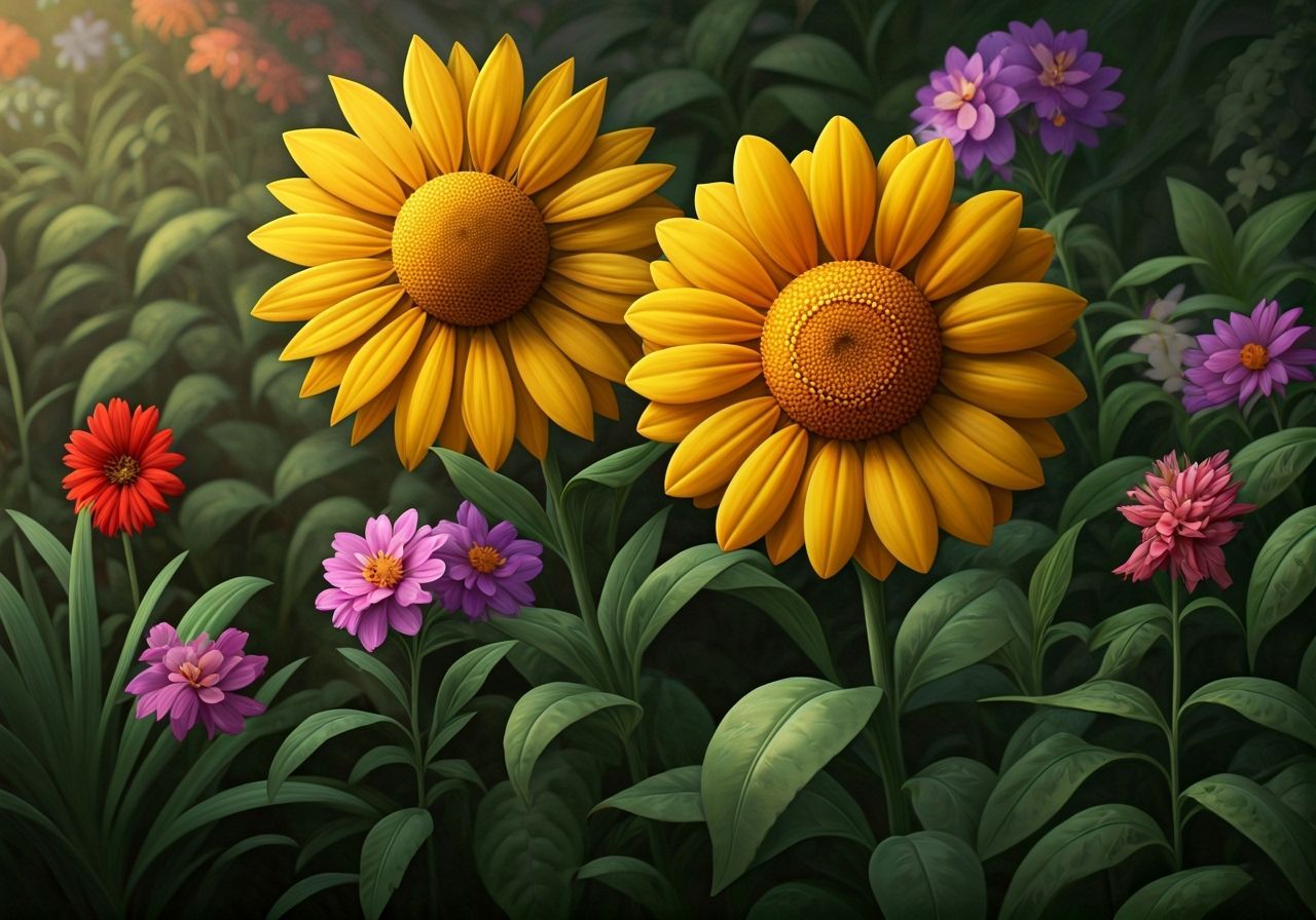 Anthropomorphic Flowers Playing Hide-and-Seek