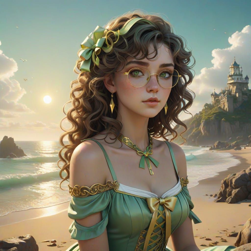 Serenely Adorned Fantasy Girl in Complementary Colors