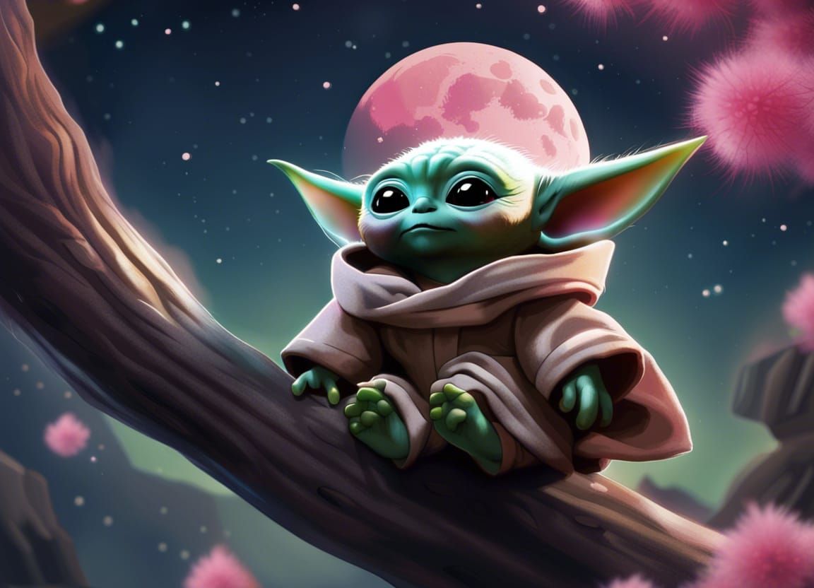 Baby Yoda With a moon