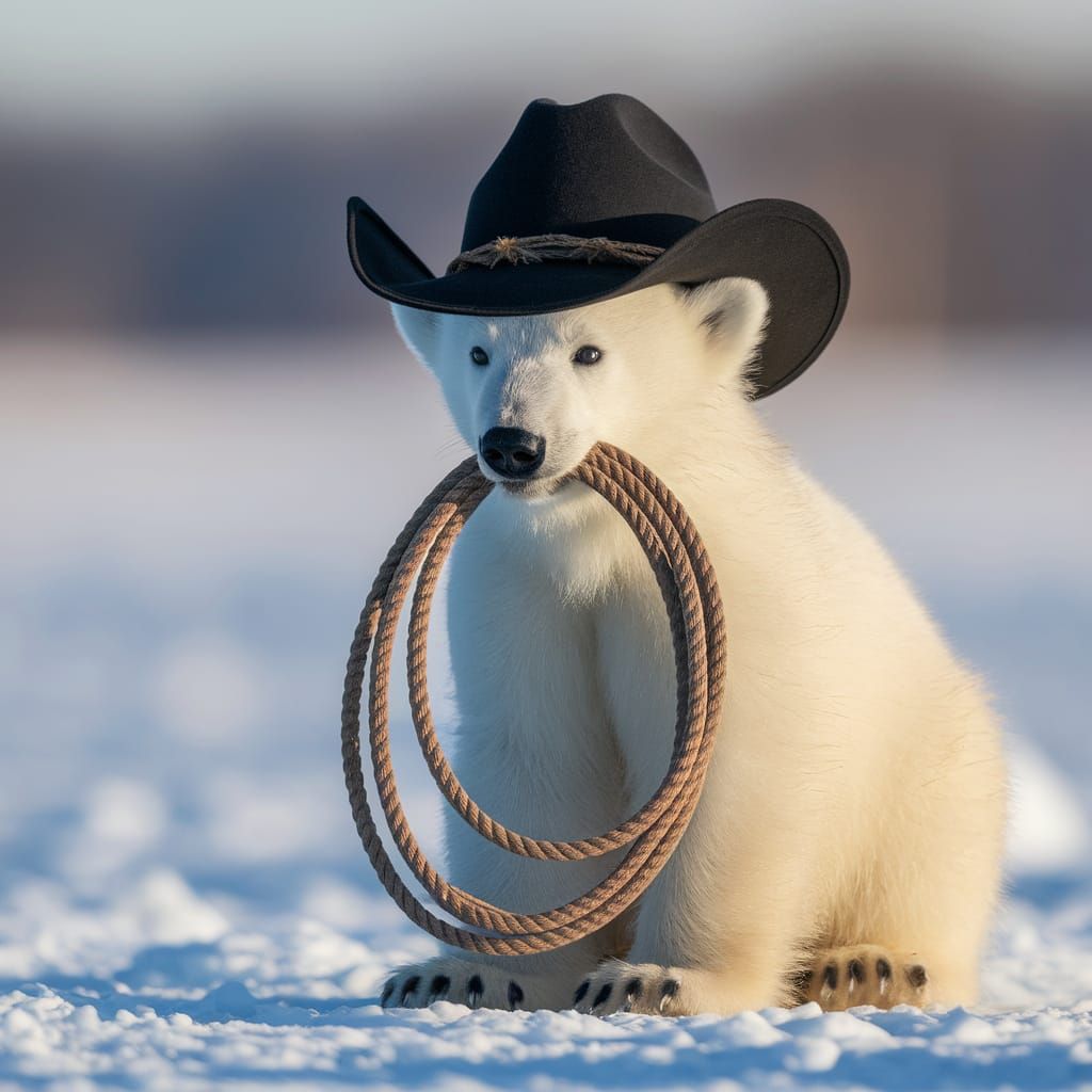 Polar Bear Cub Ready for Rodeo