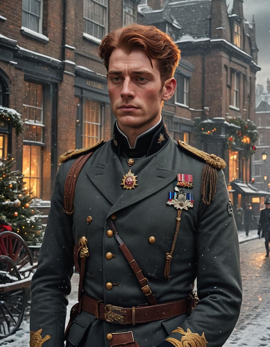 A Young Victorian British Army officer with auburn hair in L...