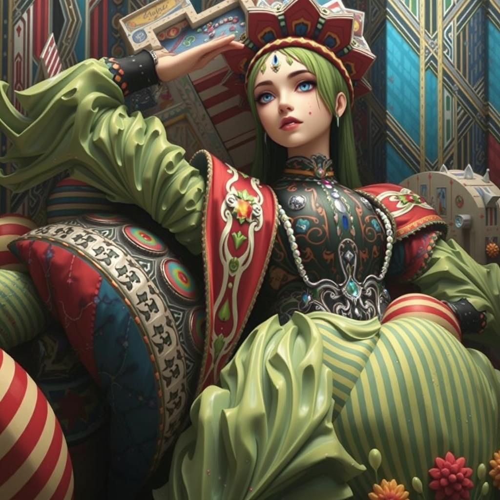 Vibrant Digital Mandala Art with Symmetrical Pattern and Fra...