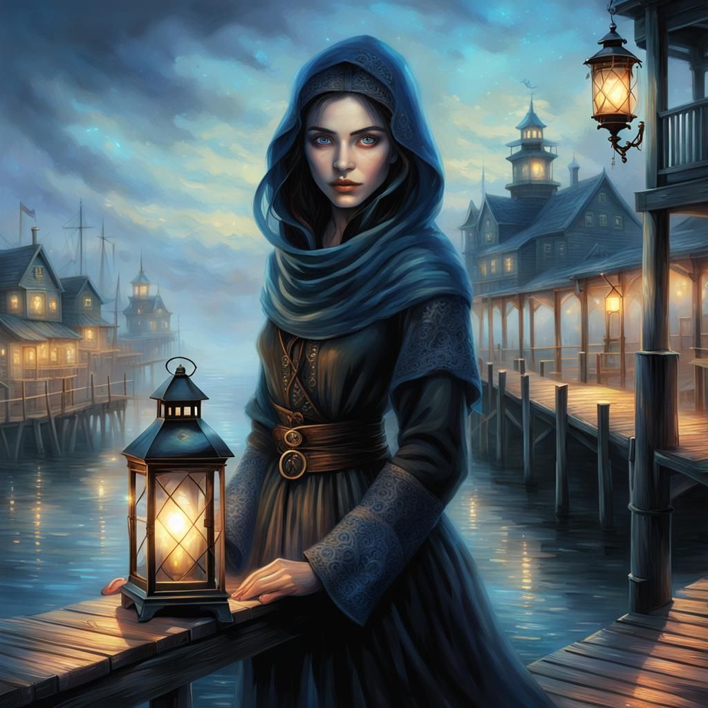 Mysterious Pier Thief in Ethereal Moonlight