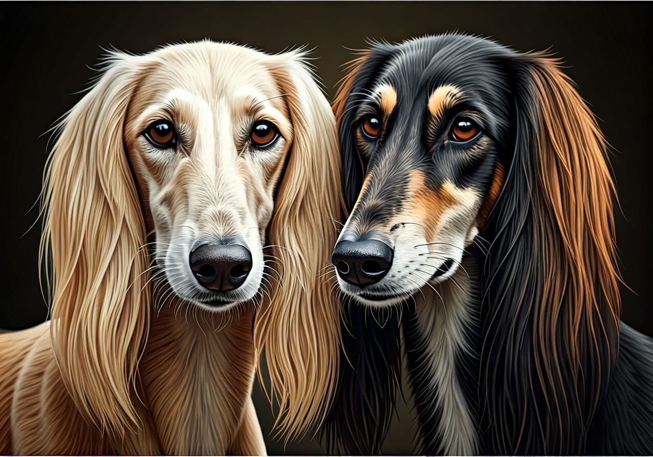 Salukis in Abstract Vector Fractal Style