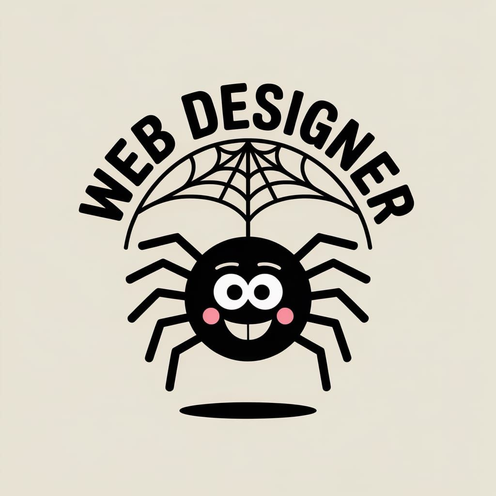Smiling Cartoon Spider Web Designer: Minimalist Art