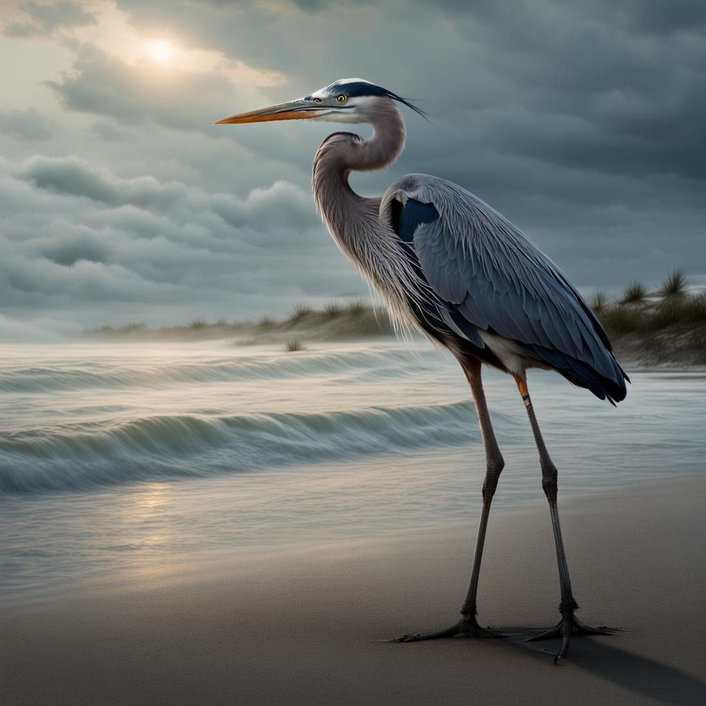 Epic Great Blue Heron Digital Painting