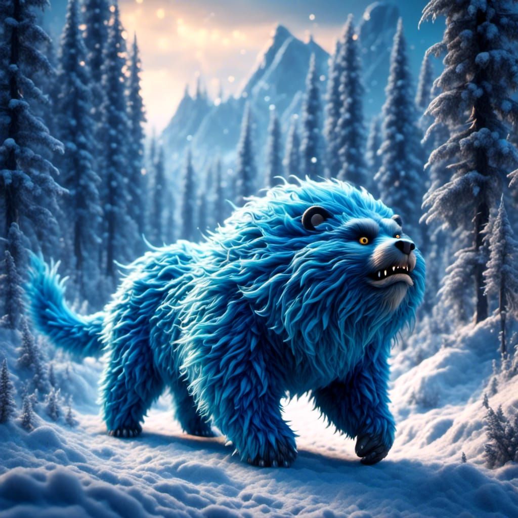 Alien Fantasy Panther in Glowing Ultraviolet Camouflage Amid...