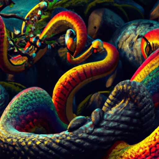 Digital Matte Painting of Epic Grey Garden Scene with Rainbo...