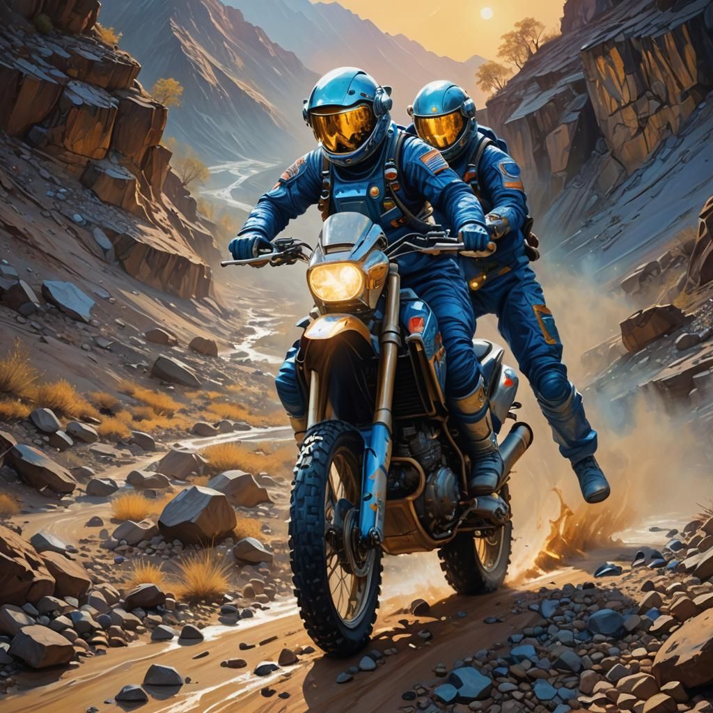 Epic Cyberpunk Motorcycle Chase in Oil Painting Style