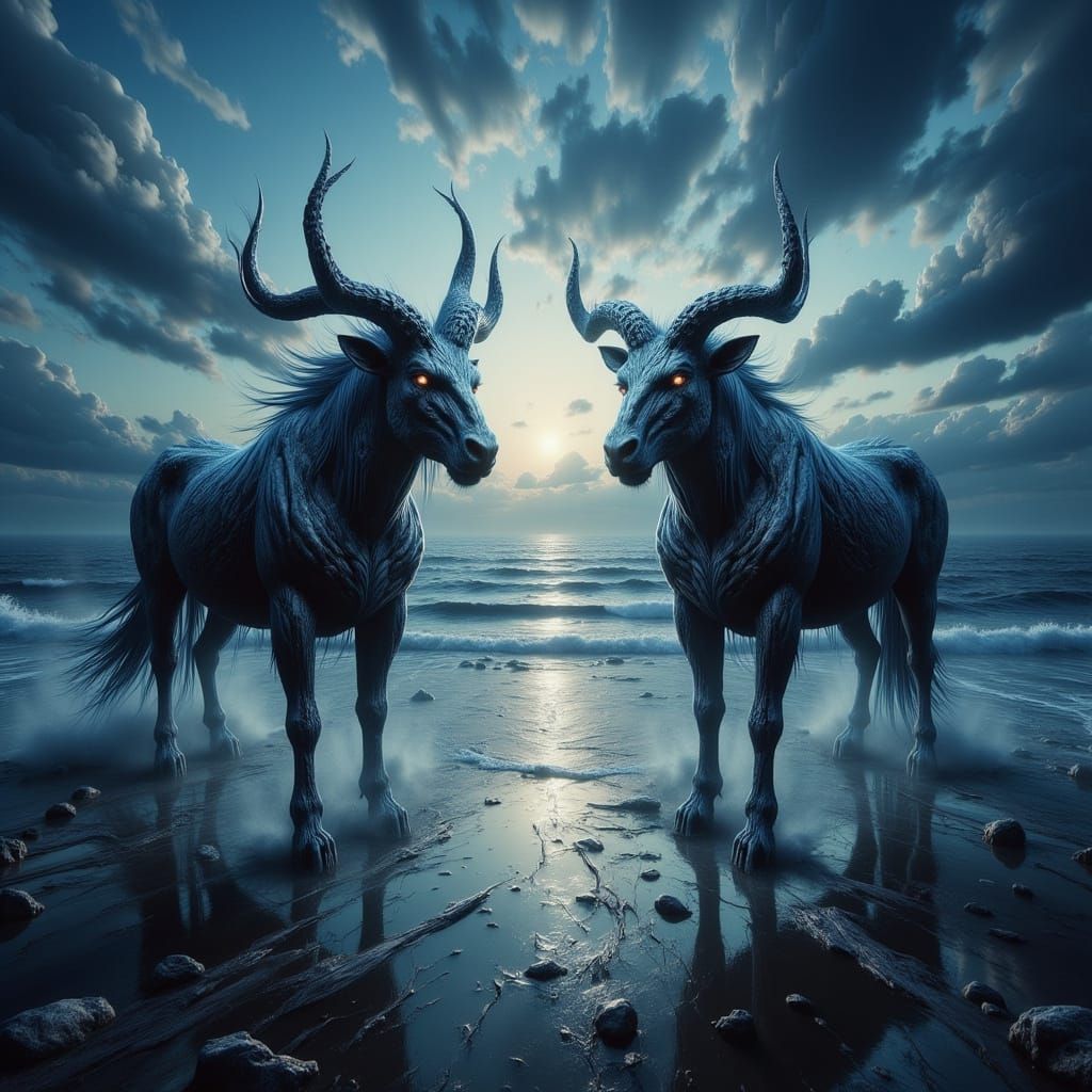Mystical Minotaurs Bask in Seaside Twilight