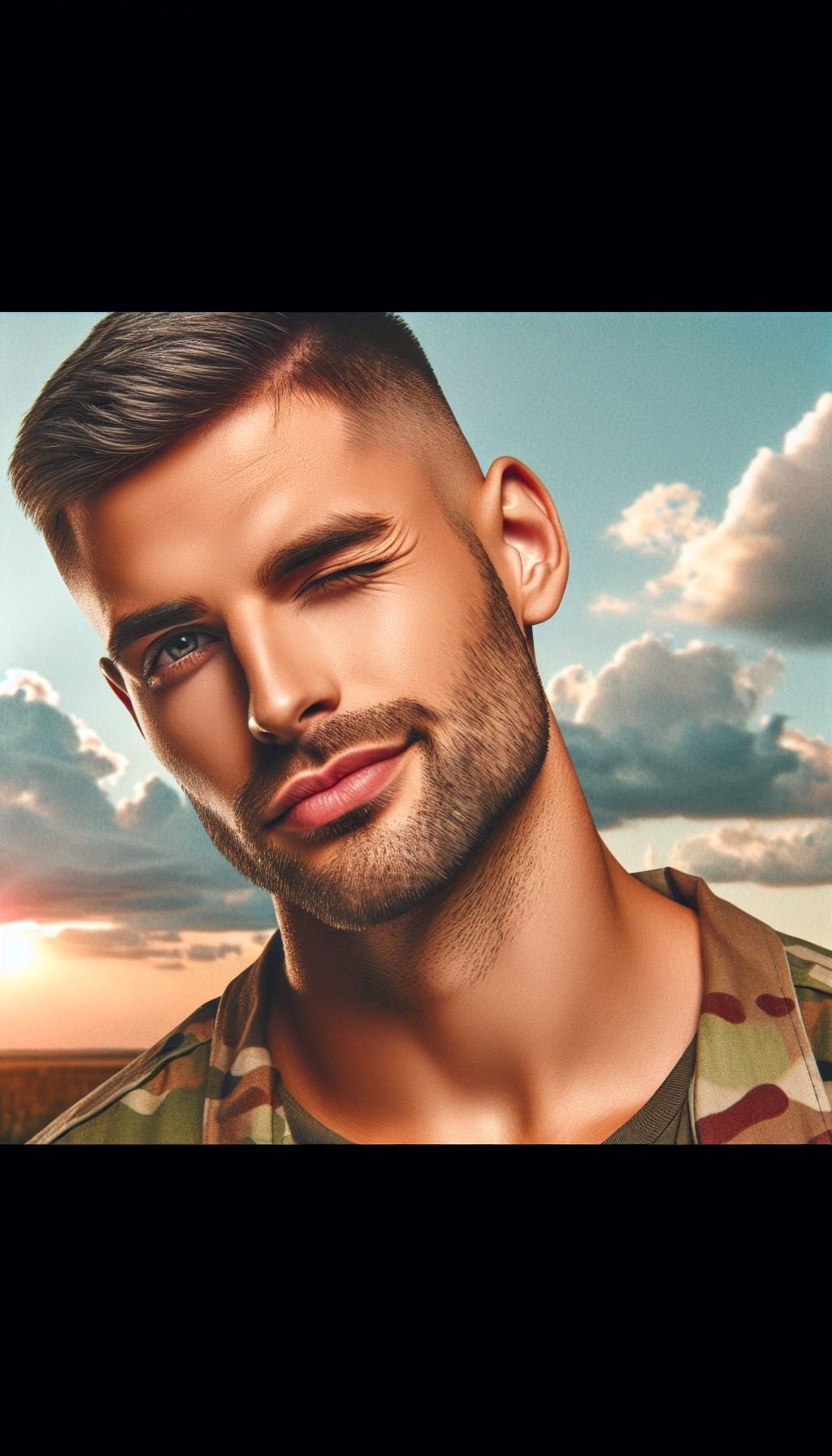 Handsome man winking with one eye