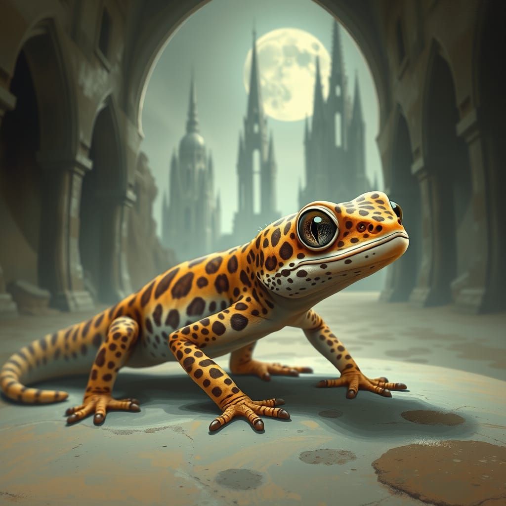 Surrealist Leopard Gecko in Soft Focus Dreamscape