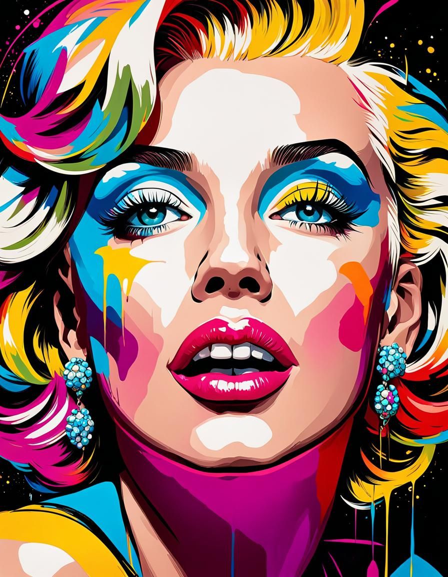 Vibrant Marilyn Monroe Pin-Up Portrait in Colorful Street Ar...