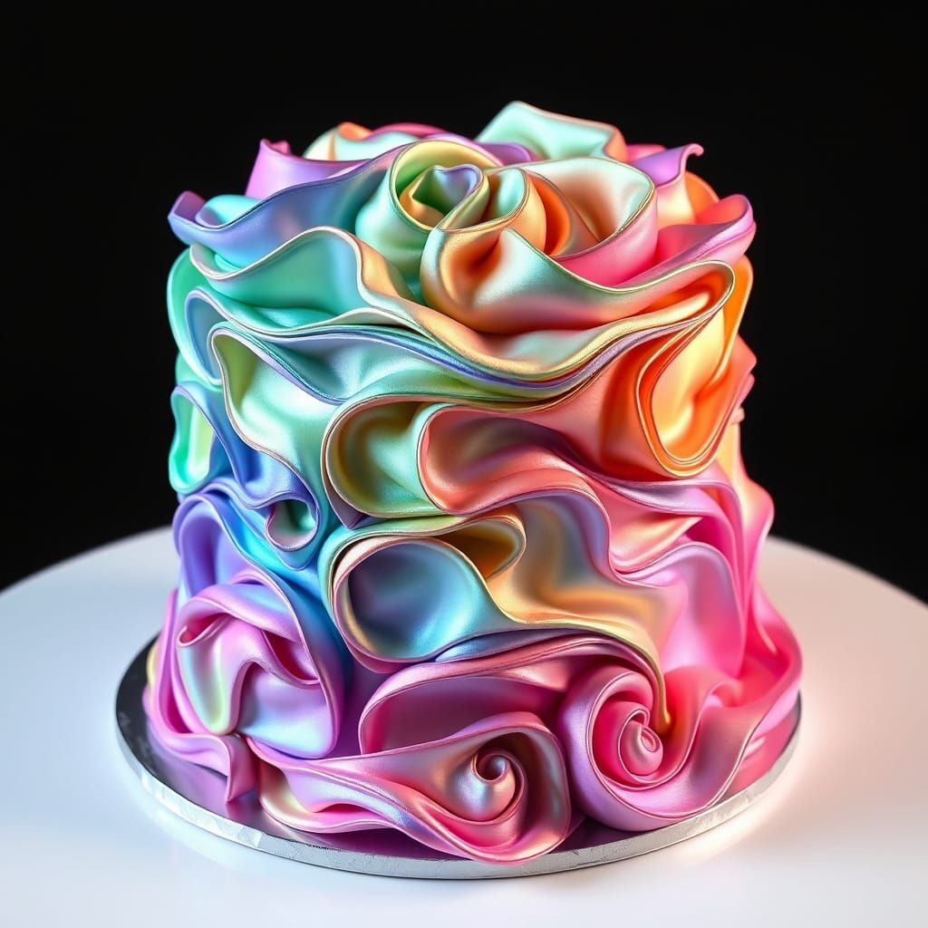 Silk Cake in Futuristic Digital Art Style